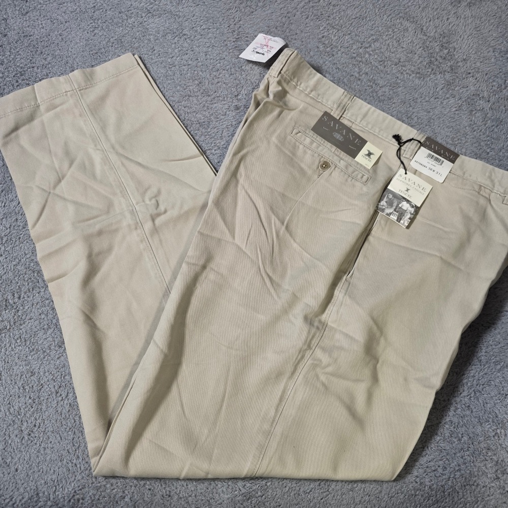 Savane Mens 36x31 Chino Pants Khaki Tencel Cotton Silkworks Casuals 44708284‎